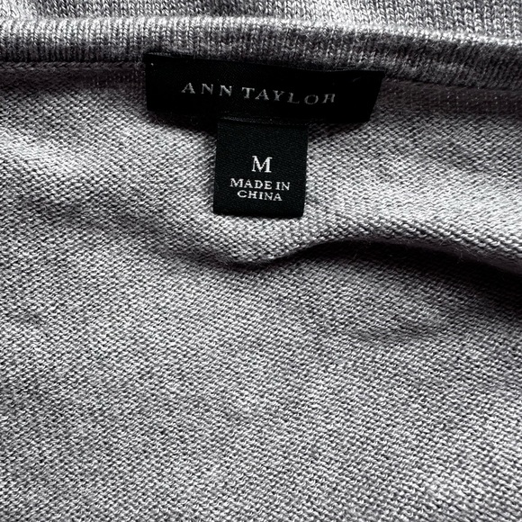 Ann Taylor Gray V-Neck Sweater with gemstone - Picture 7 of 11